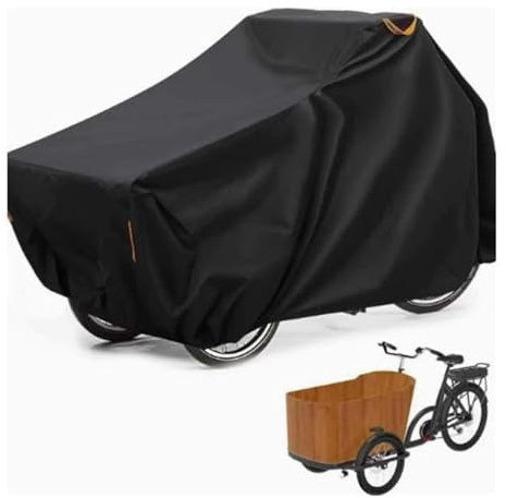 Copribici Impermeabile Esterno 420D Tessuto Oxford Copertura Bicicletta Resistente per Bici da Carico Triciclo E-Bike Protezione Pioggia Sole UV Polvere con Fori per Lucchetto e Strisce Riflettenti