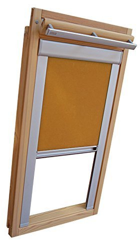 Hochwertiges Verdunkelungsrollo Rollo Thermo gelb mit Seitenschienen für Velux DKL-EP GGL,GPL,GHL,GTL 206 ALU // Verdunkelungsrollo/Verdunkelungs-Rollo/Fensterrollo