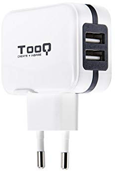 TooQ TQWC-1S02WT - Cargador de Pared con 2 x USB (5V - 3.4 A, 17 W), con tecnologia AiPower, para iPad/iPhone/Samsung/Tablets/Smartphones, Color Blanco