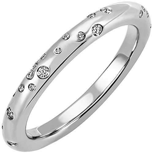 Jobo Damen-Ring aus 14 Karat 585 Weißgold mit 34 Diamanten Größe 60