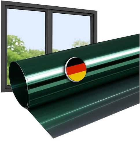 Rapid Teck Fensterfolie Sonnenschutz - 200cm x 91cm - Starke Verspiegelung - Hitzeschutzfolie Fenster 99% UV-Schutz - Spiegelfolie Fenster Sichtschutz - Sonnenschutzfolie Fenster außen