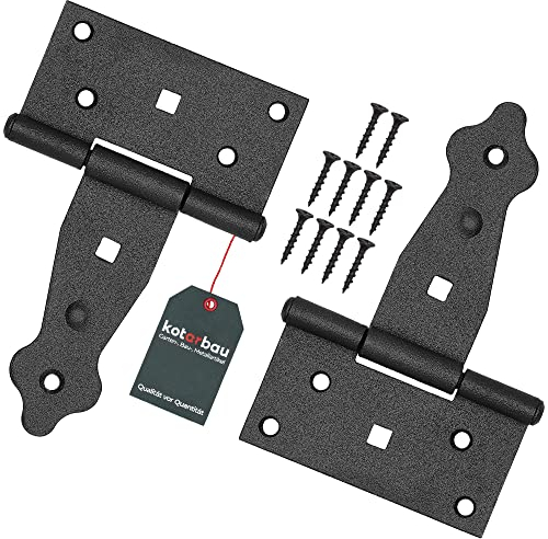 KOTARBAU® Cerniera per Cancello T 100 mm (3.94 in) 2pz rivestite in polvere serratura cancelletto chiusura porta portile persiane perno cardine