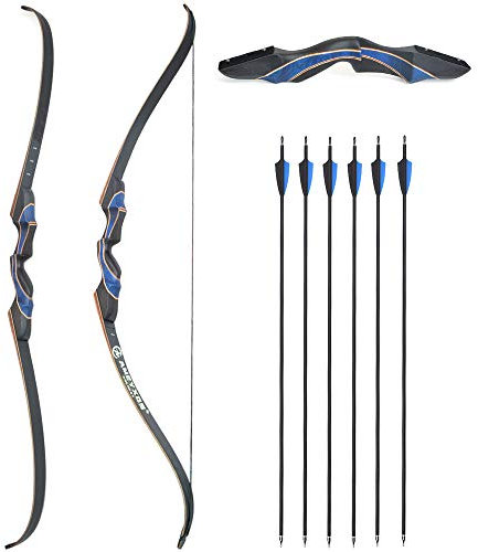ZSHJG Takedown Recurvebogen Bogen und Pfeil Für Erwachsene 20-50lb Jagd Schieß Bogenschießen Longbogen Hölzerner Riser Sportbogen Rechte Hand (Type 2, 20lbs)