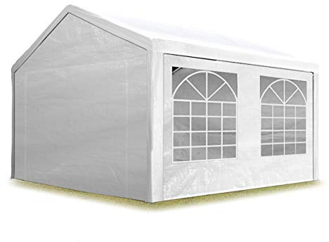 TOOLPORT Partyzelt Pavillon 4x5 m in weiß PE Plane 350 N Wasserdicht UV Schutz Festzelt Gartenzelt