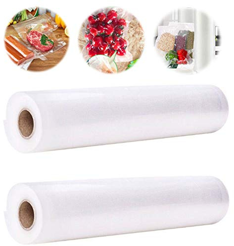 2 Rotoli Sacchetti Sottovuoto per Alimenti Rotoli di Pellicola di Sacchetti Sottovuoto Borse per La Conservazione Degli Alimenti da Cucina per Tutte Le Confezionatrici Sottovuoto 12x500 cm