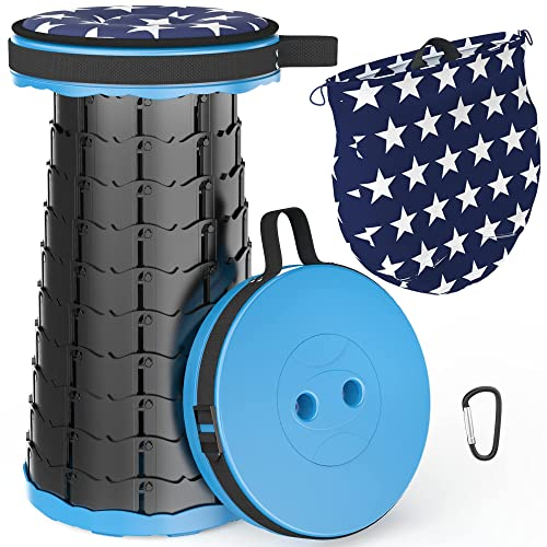 ALEVMOOM Klapphocker,Teleskophocker mit Kissen Karabiner und Tragetasche,Einfach und Tragbar,Camping-Hocker,für Grill,Angeln,Wandern, Garten,Maximale Tragfähigkeit von 200kg