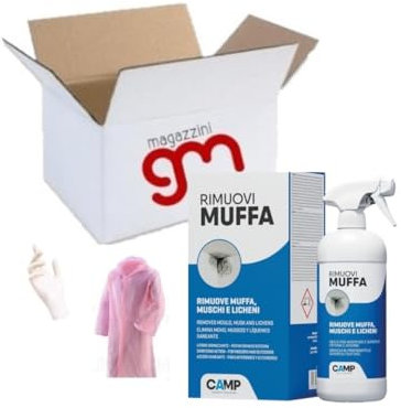 Camp RIMUOVI MUFFA, Elimina rapidamente muffe, funghi, e alghe, Antimuffa igienizzante con guanti e Kit impermeabile per LEI (rosa) o per LUI (blu) (blu, 300ml)