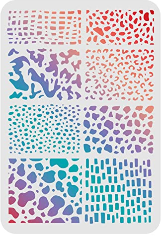 FINGERINSPIRE Plantilla de plantillas con estampado de animales de 29,7x21cm de plástico con escala de cocodrilo de leopardo, plantillas de pintura rectangulares con patrón de animales