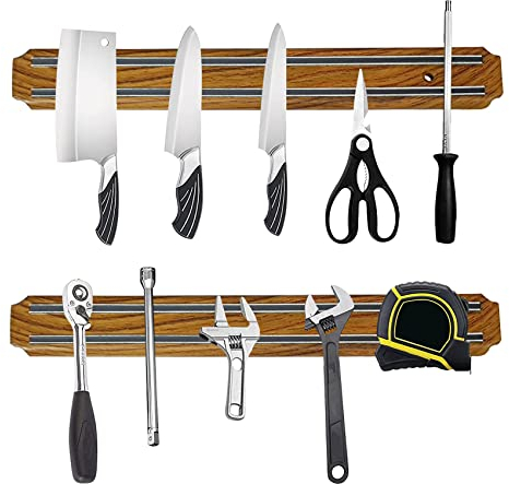 Wood grain Powerful Magnetic Knife Holder (13 inch*2 pack, Wood Grain)