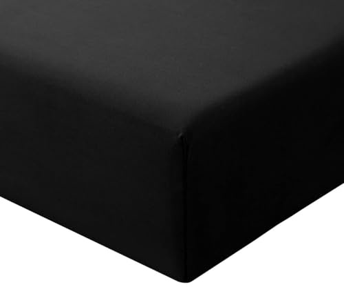 RUIKASI Spannbettlaken 180x200cm Schwarz Bettlaken - Oeko Tex Spannbetttuch 180x200 Bettbezug, Mikrofaser Betttuch Bett Laken Bezug 180 x 200 40 cm Tiefe Tasche, Bed Fitted Sheet Bedsheet