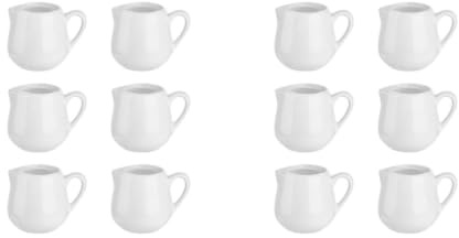 Luxshiny 12pcs Porcelain Creamer Pitchers with Handle Mini Milk Jugs | 70ml Sauce Jugs for Coffee Tea Gravy Syrup Condiments, Small Serving Pitchers for Kitchen Restaurant Party Use