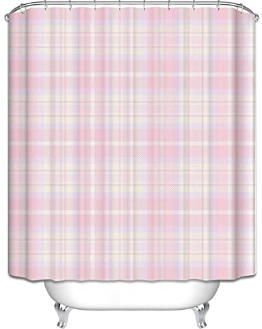 EHOMERY Duschvorhang Fenster Duschrollo Auf Maß Gitter Duschvorhang Italien Motiv Duschrollo Seitlich Ausziehbar Polyester Rosa Rostfreie Ösen Und 12 Hakenringe, 180X200Cm