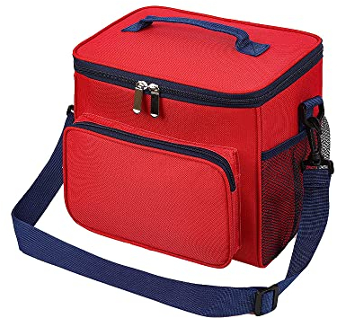 Morbuy Multifunktionale Kühltasche, Wasserdichtes Oxford Langlebige Gross Lunchtasche, Kühltasche Faltbar für Reisen Strand BBQ Camping Reise Auto Lebensmittel Transport (12L,Rot)