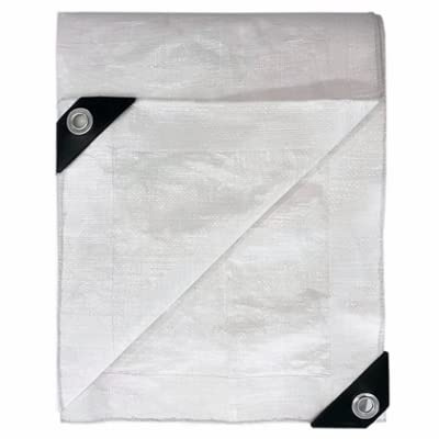 12' ft x 20' ft White Heavy Duty Fire Resistant Tarp - (Pack of 4)