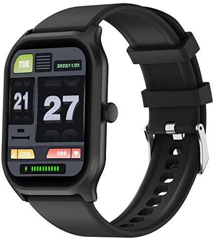 Smartwatch Herren mit Telefonfunktion Blutdruckmessung 2,1 Zoll Touchscreen Pulsuhren Laufuhr Fitnessuhr Damen Fittnessarmbanduhr Männer Sportuhr Aktivitätstracker Fitnesstracker Schrittzähler Schwarz