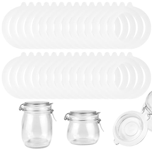 30 Stück Gummiringe Für Weckgläser, Wiederverwendbar Silikon Einweckgummi Glasdichtungen Ersatz, Weck Gummiringe Für Einmachgläser Deckel Weckgläser (Weiß, 68x92mm).