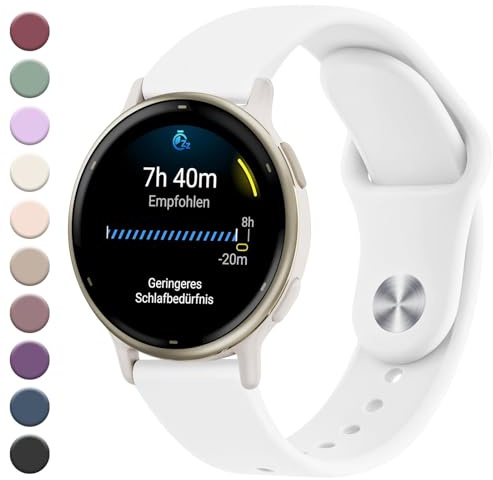 Mugust Garmin Armband für Garmin Vivoactive 6/5/3, Garmin Vivomove 3/HR/Luxe/Style, Garmin Forerunner 55/165/245/645, 20mm Silikon Armbänder Sport Verstellbares Ersatz Uhrenarmband