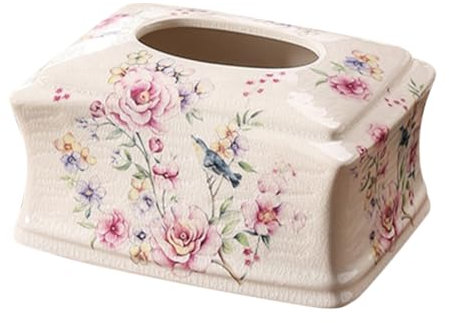 Amosfun Keramik Serviettenhalter im Europäischen Stil Robust und Langlebig für Küche und Hotel Dekorative Tücherbox mit Kunstglasur