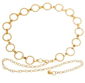 Kettengürtel für Frauen,Metall Kettengürtel Damen Kristall Taillenkette Gold Langer Taillengürtel für Kleid