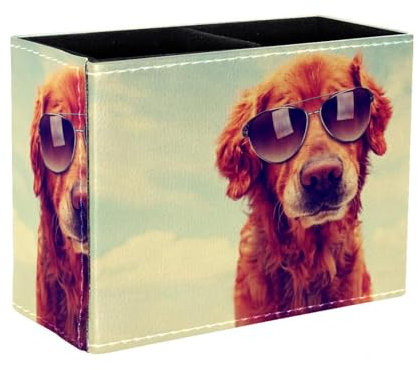 Eslifey Stifthalter, quadratischer Stifthalter für Schreibtisch, Golden Retriever, Stiftebecher, Make-up-Pinselhalter, Ständer, Display, Schreibtisch, Schreibwaren, Organizer für Zuhause, Büro, Schule