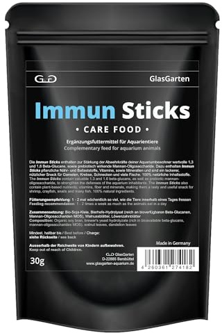 GlasGarten Immune Sticks - Care Food - Attivazione del sistema immunitario per gamberetti, granchi, lumache e molti pesci 30 g