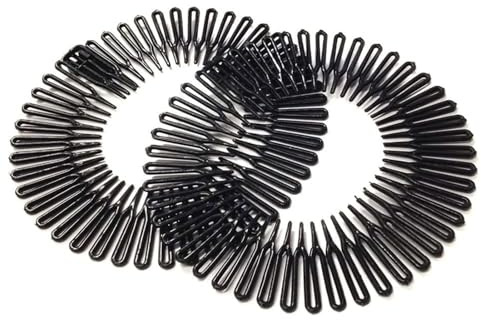 2 Stücke Schwarz Stretchkamm Full Circular Stretch Hair Kamm Kunststoff Stirnband Haarbandhalter Frisur Zubehör Für Lange Und Kurze Haare Haarreife and Stirnbänder Haarschmuck