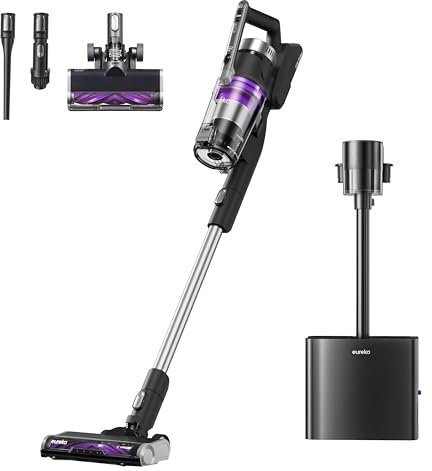 Eureka Stylus Elite Aspirapolvere Senza Fili con Stazione, 24000Pa, Svuotamento Automatico, Sacco 3L, Autonomia 60 Min, Spazzola Antigroviglio, LED, Batteria Rimovibile, Motore BLDC