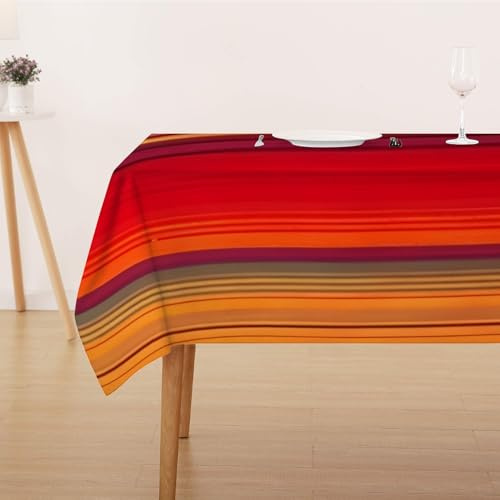 FFFASFY Tischdecke Abwaschbar Fleckschutz Mitteldecke 80x80 cm Klein Eckig Pflegeleicht Tischwäsche Wasserdicht Lotuseffekt Rot Orange Streifen Tischdecke für Küche, Esstisch, Couchtisch