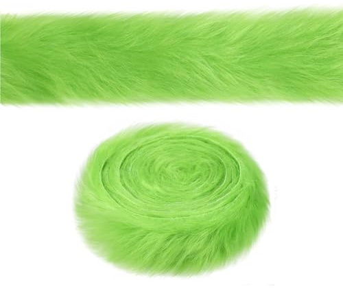 Cinta de Piel Sintética para Navidad, Tela Peluche Pelo Largo, Adecuada para Decoración de Guirnaldas de Árbol de Navidad, Manualidades de Bricolaje (Verde)