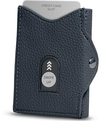 DYKANBO Plånböcker, ID-kort & kortfodral för män – plånbok herr plånbok läder – RFID-plånbok män liten med myntfack – liten herrplånbok – plånbok män, Mörkblå, 90x70x18mm, Modern