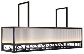 Wine Rack Hanging Storage Shelf with Light Strip, Glass Railing for Wine Glasses, Champagne Glasses, Mugs, Beer Mugs