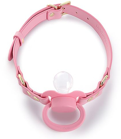 LittleForBig Leder-Verstellbares Band Gen II Schnuller & Knebel Set – DIY Mix & Match Design, Farben und Stile Wechseln für Personalisierte Looks Rosa