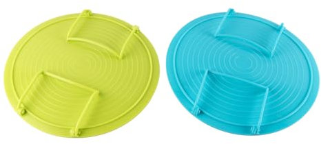 Laroal Lot de 2 grilles de cuisson à la vapeur pour micro-ondes avec poignée, pliables, antidérapantes, pour assiettes et plats chauds (bleu et vert)