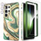 SHEDEER 4-in-1 Samsung Galaxy S25 Ultra Case with Screen Protector + Bumper & Camera Protector | Military-Grade Shockproof 360° Protection, Glossy Fade-Resistant Pattern Design Phone Cases (Green)