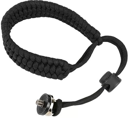 Elsteia Camera Wrist Strap， Adjustable Paracord Lanyard wrist strap Quick Release with 1/4 Screw for Insta 360 X3, Ace Pro, GoPro,DSLR Cameras, Selfie Sticks, Black, 16 cm