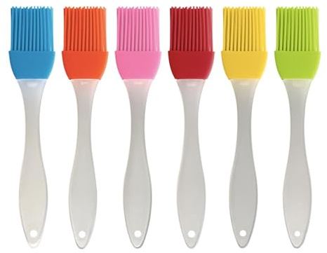 6 Stück(1 arancione, 1 blu, 1 verde, 1 giallo, 1 rosa, 1 rosso) Silikon Backpinsel spülmaschinenfest,Lebensmittel Pinsel Backen,Silicone Kochpinsel Silikon-Teigpinsel,Küchen Pinsel Kochen Grillbürste