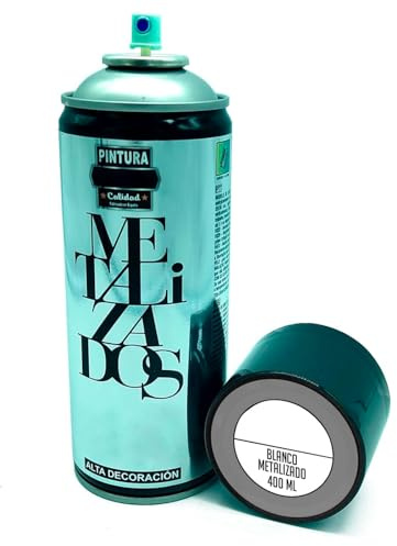 AC - Bote de Pintura en Spray - Fabricado en España - Ideal para cualquier superficie, Madera, Metal, Cartón, Piedra o Cerámica - Capacidad de 400 ML - Color Blanco Metalizado