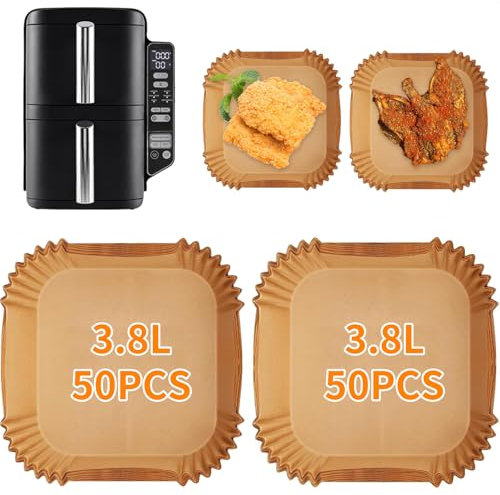 Papier Cuisson Air Fryer pour Ninja Double Stack Air Fryer SL300EU, 100 Pièces Papier Sulfurisé Accessoires Air Fryer pour Ninja Double Stack 7,6l SL300EU, Plat Air Fryer Ninja