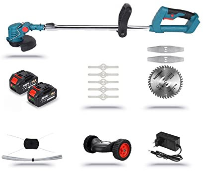 Tagliasiepi, Tagliaerba elettrico da 1800 W Tosaerba a batteria Tagliasiepi Potatura elettrica da giardino portatile regolabile per cortile, giardino, cura del prato(2 battery set)