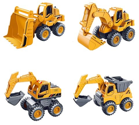 4 Stück Sandspielzeug Bagger Kinder Sandkasten Spielzeug Set, Bagger Sand Spielzeug ab 1 2 3 4 5 Jahr Mädchen Junge Geschenk, Kipplaster Ingenieurfahrzeuge Gartenspielzeug für Frühling Sommer (B)