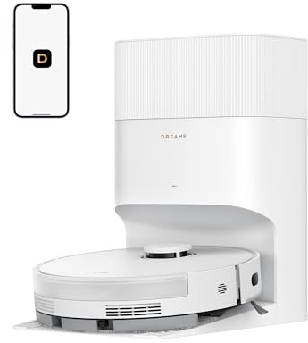DREAME D20 Plus Robot Vacuum and Mop, 13,000Pa Suction, Self-Emptying with 5L Dust Bag, DuoBrush for Pet Hair, LDS Mapping, App & Voice Control, 5200mAh Battery, Ideal for Hard Floors & Carpets