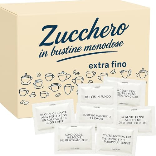 ecodrinks - 200 Bustine Zucchero Monodose - Bianco Semolato in Pratiche Confezioni Monouso - Ideale per Caffè, Tisane e Dessert (4gr)
