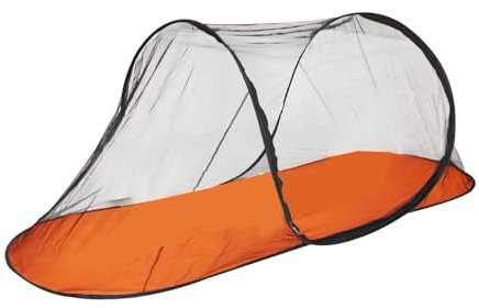 Treer Moustiquaire de Voyage Pliable 1 Place, Ultralégère Moustiquaire Pop Up Tente de Lit Portable Installation Facile pour Chambre à Coucher, Camping (Orange,200x72x70cm)