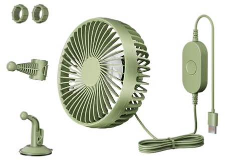 Ventilador USB Para Coche - Ventilador De Coche Potente Para Asiento Trasero,Ventilador USB Recargable, Circulador De Aire 360 Grados 3 Velocidades Para Sedán Camión RV Viaje En Carretera