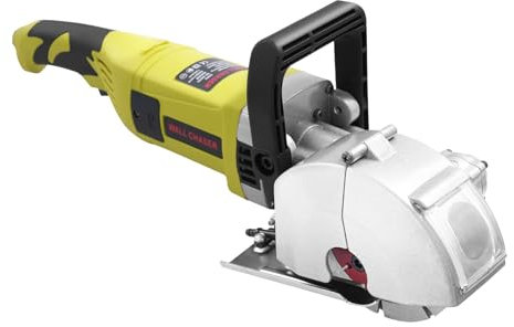 4000W Heavy Duty Wall Chaser Dust Free Cutting Adjustable Depth Width for Concrete Brick Walls Floors with 5 Removable Blades Twin Handle Safety Portable Case Included