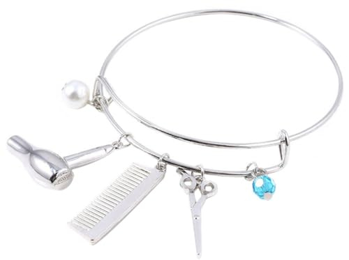 Damen Armband Armreif mit Haartrockner, Kamm, Schere Weihnachten Party | Legierung, Silber, Schlicht Elegant, als Geschenk für Damen, Dezent, Leicht, für Geburtstag und Valentinstag