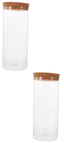 Milisten 2 Pièces Bouteille DIY pour Plantes Terrarium Transparent avec Bouchon Liège Décoration de Bureau Compacte pour et Mousse Grand Modèle