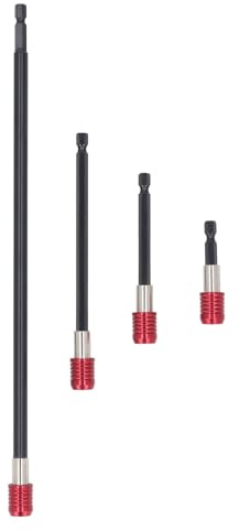 4 PCS Juego de extensión de broca de perforación, extensión de perforación para el controlador de impacto, 60 mm de 100 mm 150 mm 300 mm 1/4 pulgadas Hex Hex SHANK Strong Magnetic