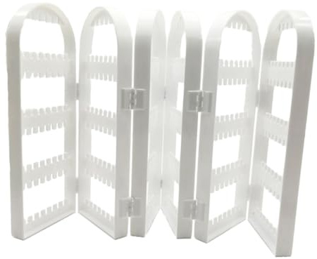 VERDANVERSE Espositore Per Orecchini Porta Orecchini Supporto Organizzatore in Plastica Bianco Pieghevole Sei Sezioni Per Esposizione e Conservazione Gioielli Casa