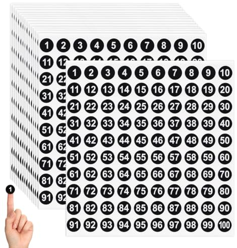 EIHI 15 Blatt 1-100 Zahlen Aufkleber, 10 Mm Klebezahlen Schwarz, Selbstklebende Zahlen Aufkleber Sticker, Number Stickers für Büros Schließfächerheim Klassifikation.